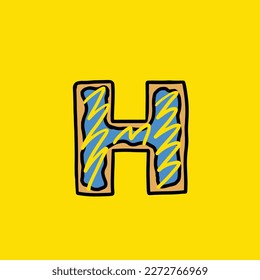 letra vectorial de donut h de la comida de hierba de la cepa del pastel