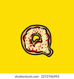 Donut-Vektorbrief q aus Kuchenfutter