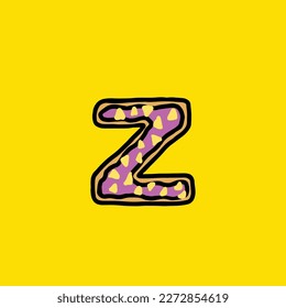 letra vectorial de donut z de la comida de la hierba de la cepa del pastel