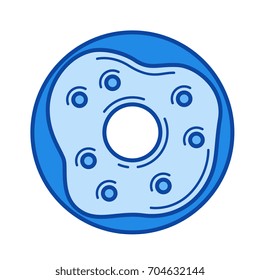 Donut vector line icon isolated on white background. Donut line icon for infographic, website or app. Blue icon designed on a grid system.