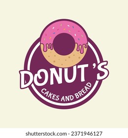 Donut vector logo design idea stamp badge template