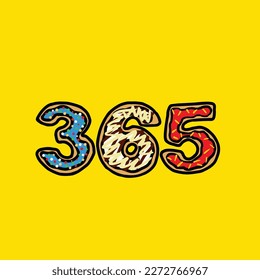 donut vector número 365 de la comida de hierba de la cepa del pastel