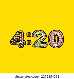 donut vector número 420 de la comida de hierba de la cepa del pastel