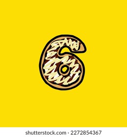 donut vector número 6 de la comida de la cepa de tortas