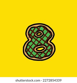 donut vector número 8 de la comida de hierba de la cepa del pastel