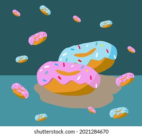 Donut vector on green pastel backgrounds for your business 