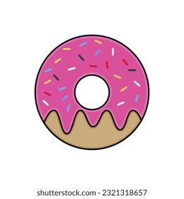 Donut vector on white background. Donut collection. Sweet sugar donuts. break time with top view of chocolate, strawberry With Eps Format