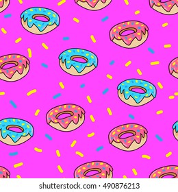 donut vector seamless, Vector illustration Sweet donut pattern,