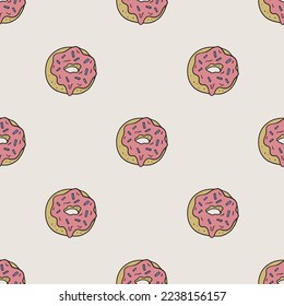 Donut vector seamless pattern. Cute repeat background for textile, design, fabric, cover etc.