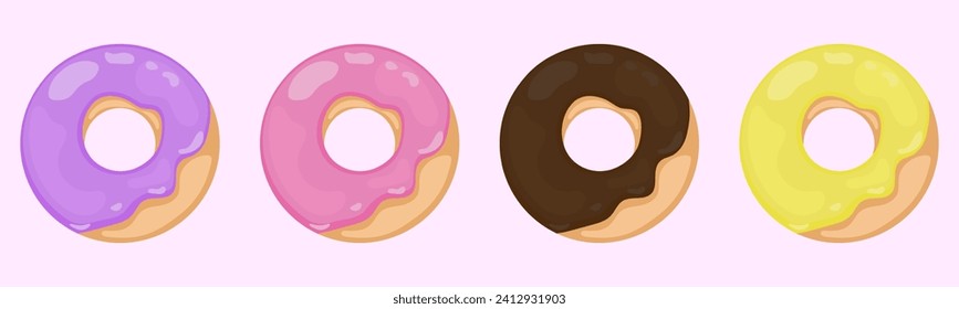 Juego de vectores de donut. Colección de donuts. Tiempo de interrupción