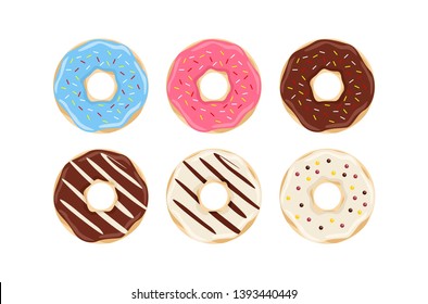 Donut vector set isolated on a white background. Donut collection.