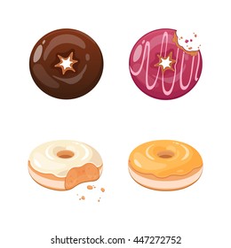 donut vector set isolated on white background