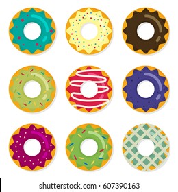 Donut vector set in a modern flat style