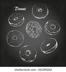 donut vector sketch on chalkboard