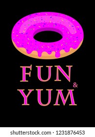 Donut vector. Sweet sugar icing donut