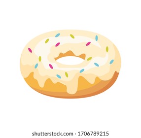 Vector de donut , donut de vainilla y leche .. pasteles de azúcar dulce.