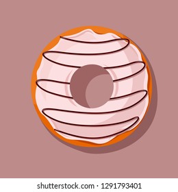 donut with white glaze and chocolate vector illustration