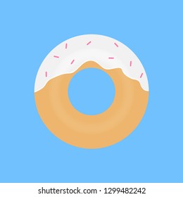 Donut with white glaze. Tasty vector illustration.