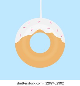 Donut with white glaze. Tasty vector illustration.