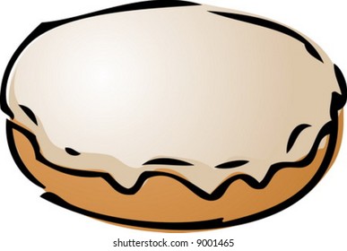 Donut with white icing illustration hand drawn sketch