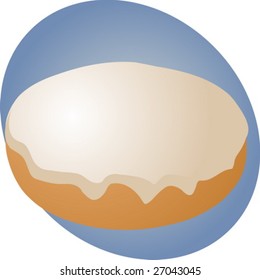 Donut with white vanilla frosting, fancy pastry illustration