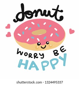 Donut Worry Be Happy Vintage Poster Stock Vector (Royalty Free) 499930102