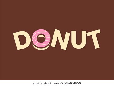 Donut writing logo with donut cake icon