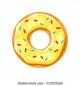 donut with yellow glaze. 