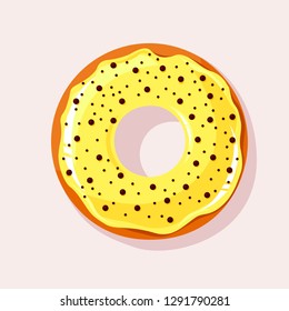 donut with yellow glaze and chocolate vector illustration
