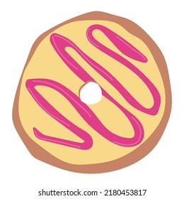 donut with yellow icing donut icon, vector illustration