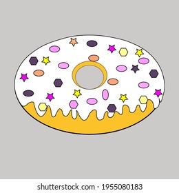 Donut.Cute, colorful and glossy donuts with pink  and multicolored glaze .