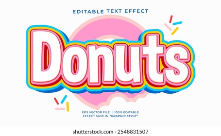 Donuts Plantilla de efecto de texto editable en 3D