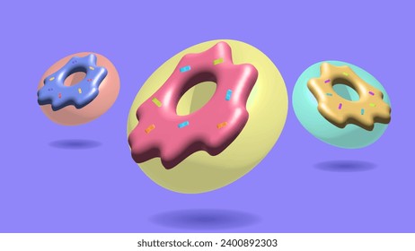 Donuts 3d vector realistic food objects