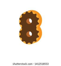 donuts with 8 shape font with chocolate taste