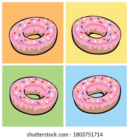 Donuts art vector with different color.