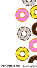 Donuts background for card, cafe, poster.