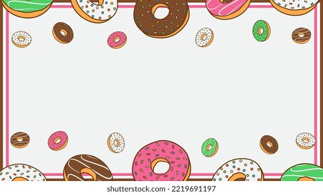 Donuts Background Design Template. Donuts Cartoon Vector Illustration