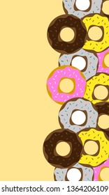 Donuts background for poster, cafe, cards,lunch, banner, cover