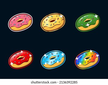 Donuts Badge Emotes Collection. Can Be Used For Twitch Or Youtube. Set Illustration