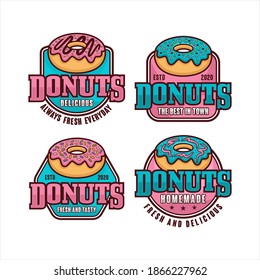 Donuts badge  vector design collection