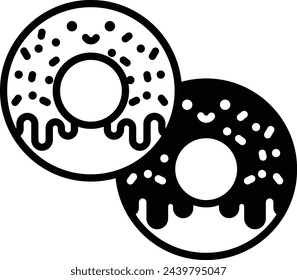 Donuts baked glyph and line vector illustration