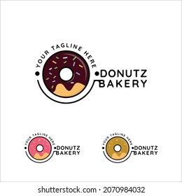 donuts bakery logo vector illustration template icon graphic design. cake symbol for restaurant or food shop with typography style