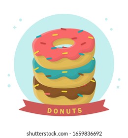 Donuts Bakery Sweet Dessert. Flat Icon Vector Design