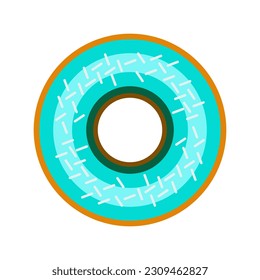 Donuts con glaseado azul y yerba. Ilustración vectorial 3d plana vista superior en estilo moderno. Icono del Día Nacional del Oro. Recursos gráficos editables para muchos fines.