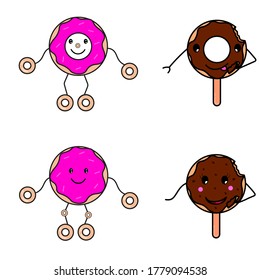 donuts and buns with icing and sprinkles and cute faces.