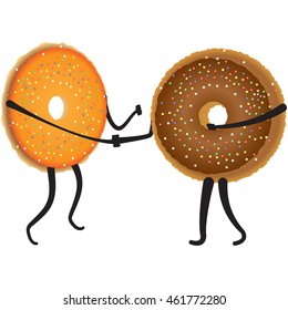 Donuts. Business characters. Banners for design in business style. A meeting.
