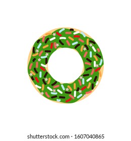 donuts cake vector illustration. Sweet sugar icing donuts. break time with white chocolate, strawberry and chocolate donuts top view. eps 10