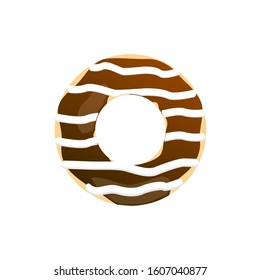 donuts cake vector illustration. Sweet sugar icing donuts. break time with white chocolate, strawberry and chocolate donuts top view. eps 10