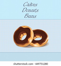 Donuts, cakes, buns on a blue background.