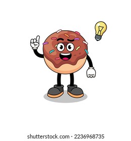 donuts cartoon with get an idea pose , character design